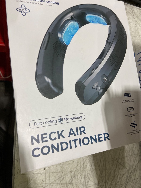Photo 1 of Portable Neck Air Conditioner Fan,Bladeless Fans,Long Endurance Limited Version Portable Neck Fan with LED Rechargeable Personal Neck Fans,3 Latest Cooler Plates,Quiet,Lightweight Neck Fans,Black