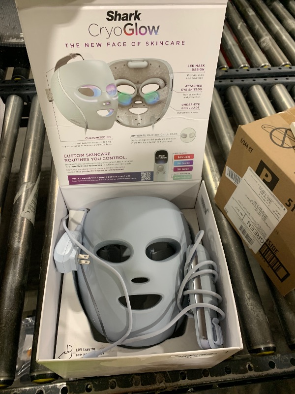 Photo 1 of Shark CryoGlow LED Face Mask with Under-Eye Cooling, Anti-Ageing & Blemish Repair, Red & Blue LED, Infrared Light Therapy, USB-C, Remote Control, Storage Bag, Blue Frost, FW312