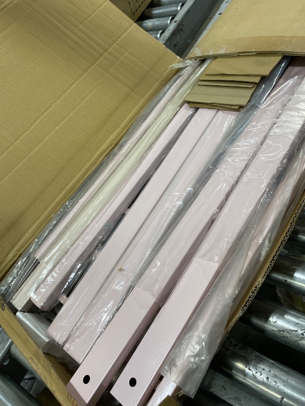 Photo 1 of Bellemave Twin Size House Floor Bed with Rails and roof, Metal House Bed for Kids, Montessori Floor Beds for Kids, Pink