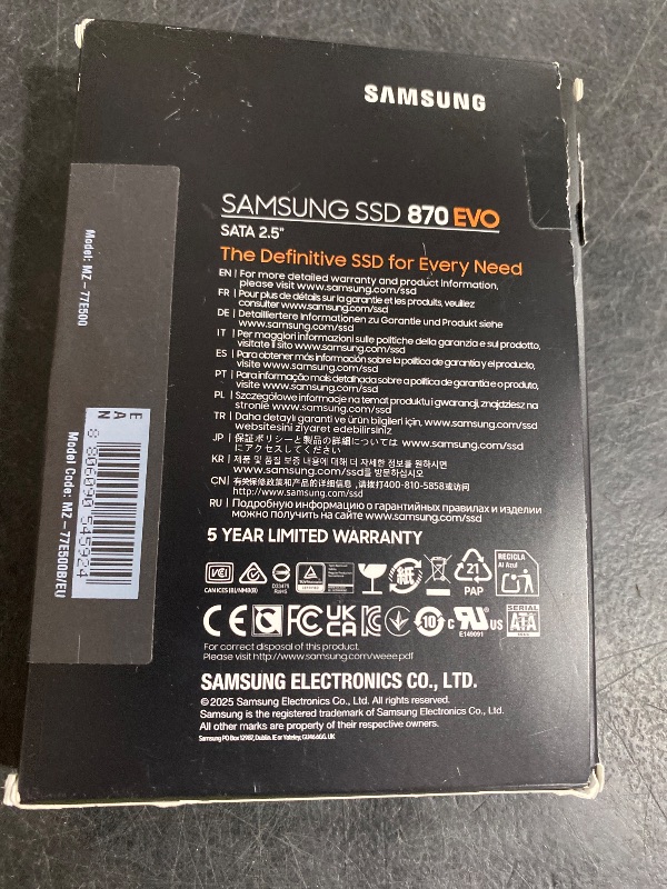 Photo 1 of SAMSUNG 870 EVO SATA SSD 500GB 2.5” Internal Solid State Drive, Upgrade PC or Laptop Memory and Storage for IT Pros, Creators, Everyday Users, MZ-77E500B/AM, Black