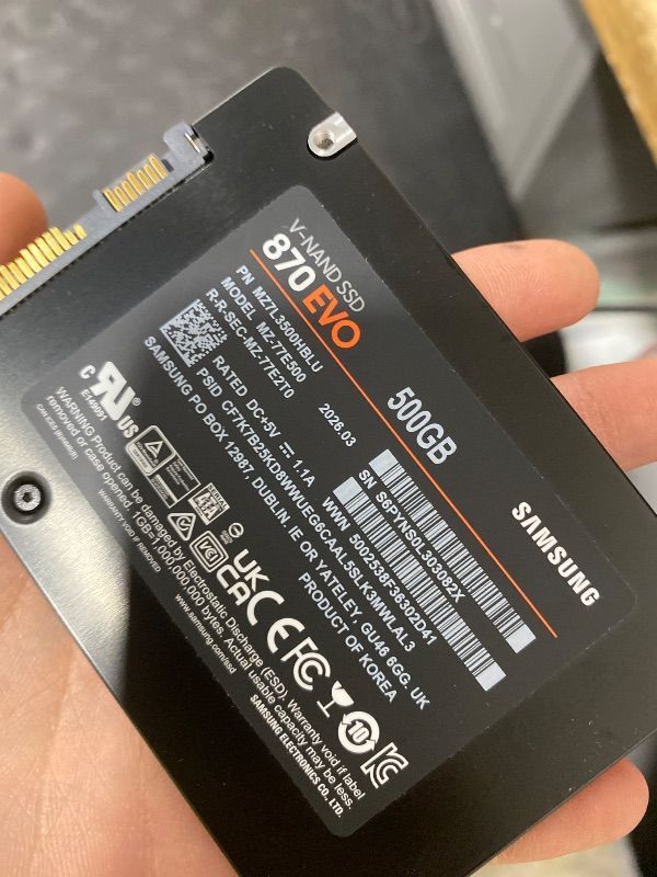 Photo 1 of SAMSUNG 870 EVO SATA SSD 500GB 2.5” Internal Solid State Drive, Upgrade PC or Laptop Memory and Storage for IT Pros, Creators, Everyday Users, MZ-77E500B/AM, Black