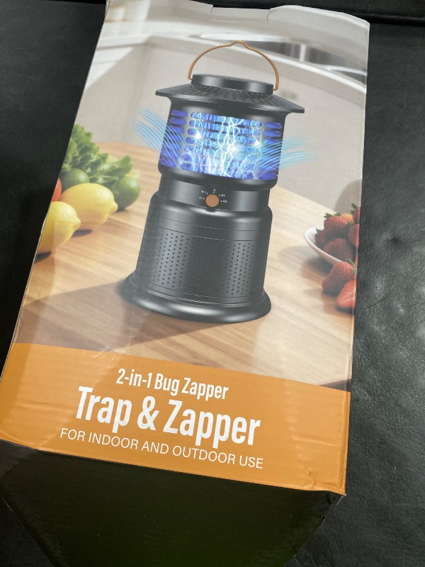 Photo 1 of Bug Zapper Outdoor, 2-in-1 Mosquito Zapper with Attraction Light & Airflow Trap, 12H Long-Lasting Rechargeable Cordless Fly Zapper, Auto ON/Off, IPX5 Waterproof or Patio, Camping, Garage