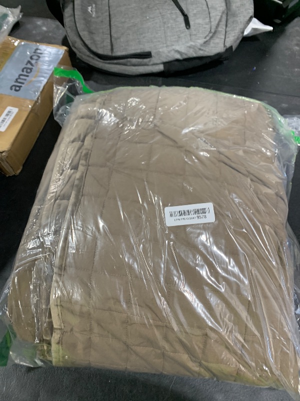 Photo 1 of RECYCO Luxury Velvet Quilt Set, Lightweight Velvet Comforter Set, Oversized Bedspread Coverlet Quilted Bedding Set, with 2 Matching Pillow Shams, for All Season, Twin/Twin XL Size, Mocha Brown