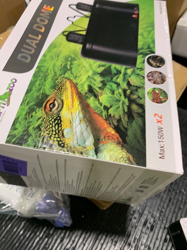 Photo 1 of REPTI ZOO Dual Reptile Light Fixture for Reptile Dome UVB Lamp Fixture Dual Reptile Reflector Dome Lamp Cap Combo Integration Design Heat Lighting