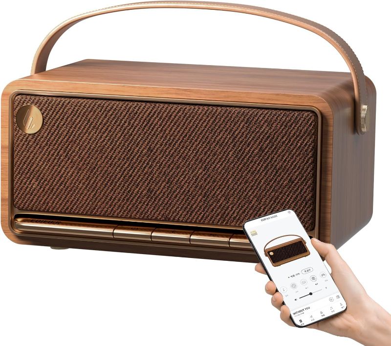 Photo 1 of Edifier Retro Wood Bluetooth Speaker, Wireless Portable Speakers with 40W Hi-Res Audio, Stereo Pairing ConneX App, USB and TF Card Brown
Visit the Edifier Store