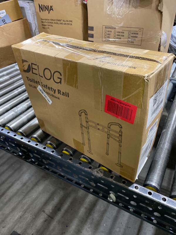 Photo 1 of Delog Stand Alone Toilet Safety Rail - Adjustable Width & Height Fit Any Toilet, Medical Toilet Frame for Elderly Handicap Disabled (Black)