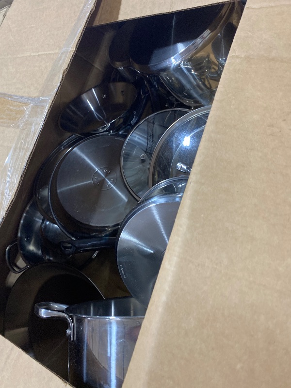 Photo 1 of T-fal Gourmet 15-Piece Stainless Steel Cookware Set, Pots and Cooking Set, Dishwasher Safe, Oven Safe to 500°F, Induction Compatible, Sauce, Saute, Frying Pans, Silver