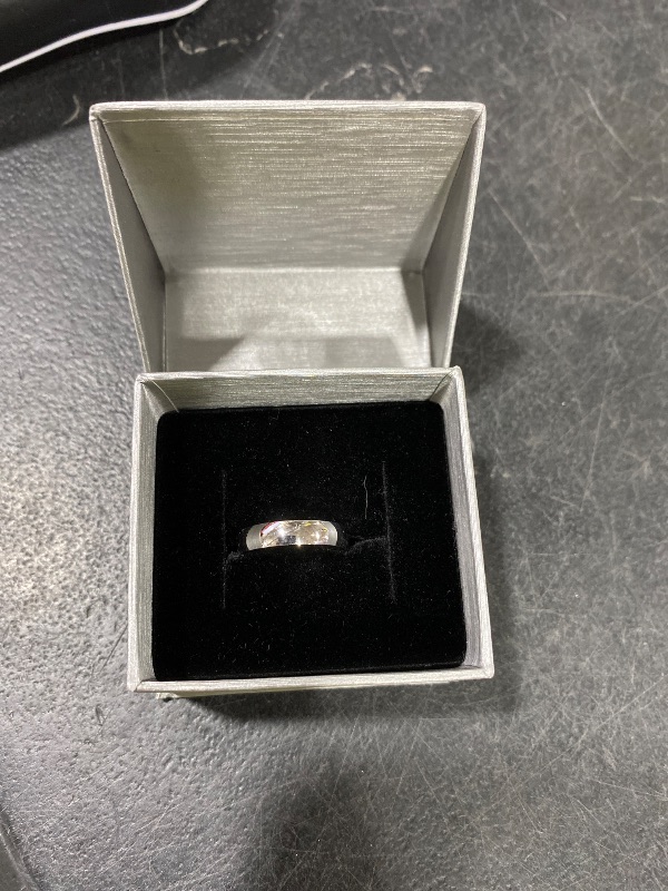 Photo 1 of Brilliant Expressions 4MM Solid Gold Men's Wedding Band - Lightweight Wedding Ring for Men; 10K White Gold Jewelry; Plain Mens Wedding Band; Comfortable Classic Gold Rings for Men, Size 9