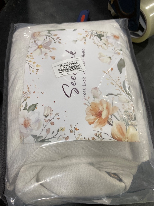 Photo 1 of Seeluck Extra Wide Curtains Linen 100 Inch Wide 84 Inch Length Natural Ivory Cream Patio Sliding for Glass Door 100x84 Curtains 1 Panel Living Room Semi Sheer Grommet Privacy Farmhouse Curtains