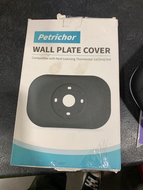 Photo 1 of Compatible with Google Nest Thermostat 1st/2nd/3rd Wall Plate Cover - Petrichor Nest Thermostat Trim Kit, Made for Google Nest Thermostat 1st/2nd/3rd, Cover Imperfections Easy to Install - Black