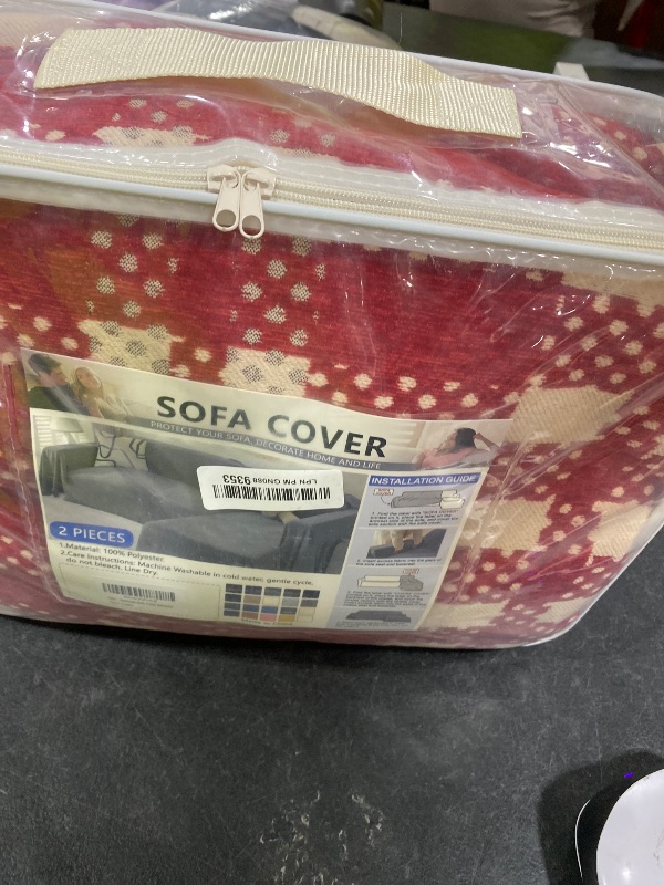 Photo 1 of SYJOVIA Sectional Couch Covers L Shaped Sofa Cover Blanket 2 Pieces 1OO% Waterproof Couch Cover for Dogs Pets Washable Chenille Sofa Slipovers 71"x118" + 71"x134" (XX-Large, Red Checkered)