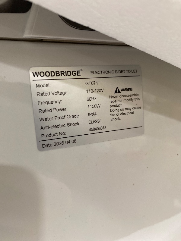 Photo 1 of Woodbridge Yvonne White Elongated Chair height 12-in Rough-In 1.6 GPF Dual Flush Soft Close 1-piece Bidet Function Toilet