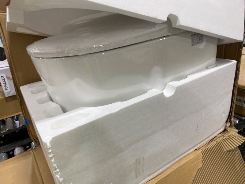 Photo 1 of Woodbridge Yvonne White Elongated Chair height 12-in Rough-In 1.6 GPF Dual Flush Soft Close 1-piece Bidet Function Toilet