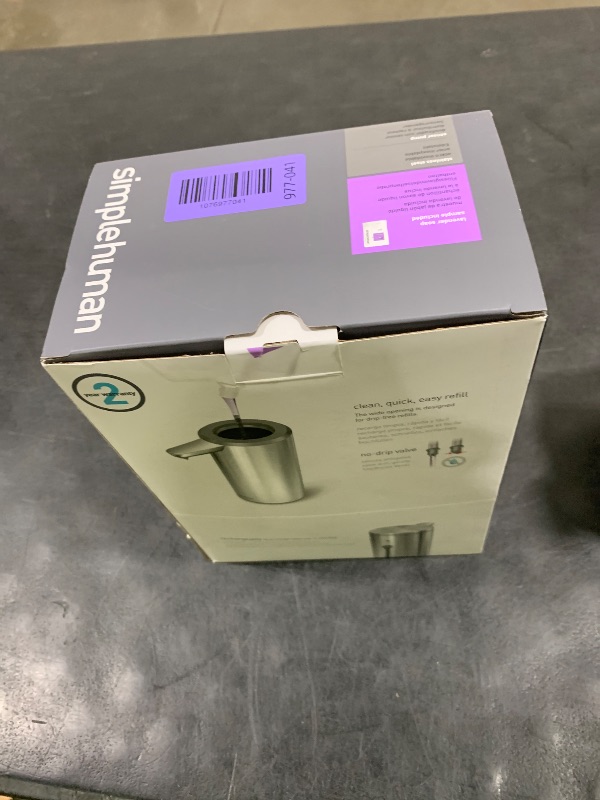 Photo 1 of simplehuman Liquid Sensor Pump, 9 oz Automatic Soap Dispenser for Kitchen and Bathroom, Touchless Motion Sensor, Variable Dispense, Rechargeable, No-Drip Spout, High-Grade Brushed Stainless Steel