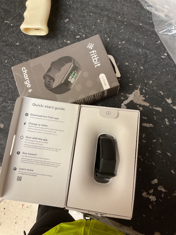Photo 1 of Fitbit Charge 6 Fitness Tracker with Google Apps - Heart Rate on Exercise Equipment - 3-Month Google Health Premium Membership Included - Health Tools - Obsidian/Black - Small&Large Bands Included