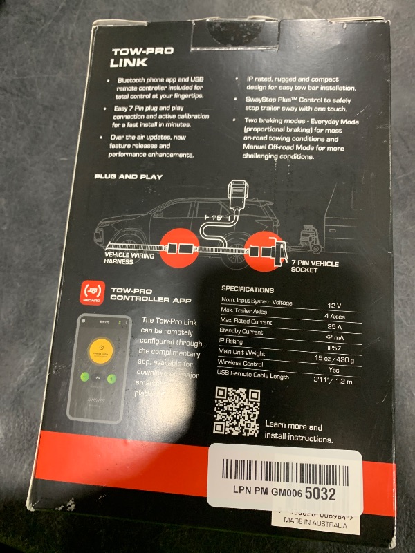 Photo 1 of REDARC Tow-Pro Link Electric Trailer Brake Controller, 6-Axis Sensor Sway Control, Dual Braking Modes, Plug and Play Install for Cars, Trucks, SUVs, Compatible to Tow RV, Camper, Trailer, Boat