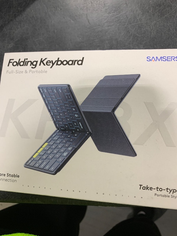 Photo 1 of Samsers Full-Size Foldable Bluetooth Keyboard, KF08X Wireless Folding Keyboard with Backlight, Portable Travel Keyboards for iPhone iPad Smartphone Tablet Laptop, Android Windows Mac OS - Black