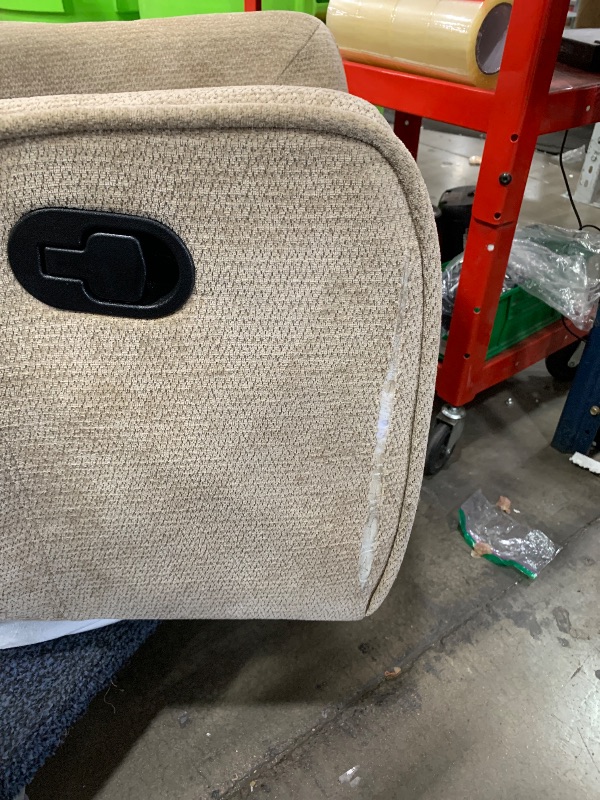 View 3 of **SEE PHOTOS** Manual Swivel Rocker Recliner Chair for Adults, Overstuffed Reclining Glider Chair for Nursing with Vibration Massage & Heat, Living Room Rocking Recliner 2-Stage backrest, Chenille Fabric Khaqi