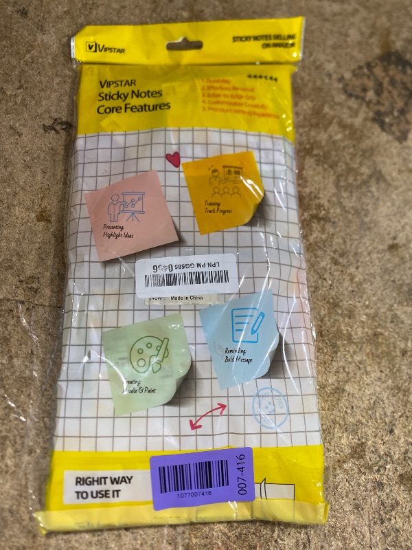View 2 of (24 Pads) Sticky Notes 3 x 3 in Post, 12 Bright Colors Self-Stick Pads