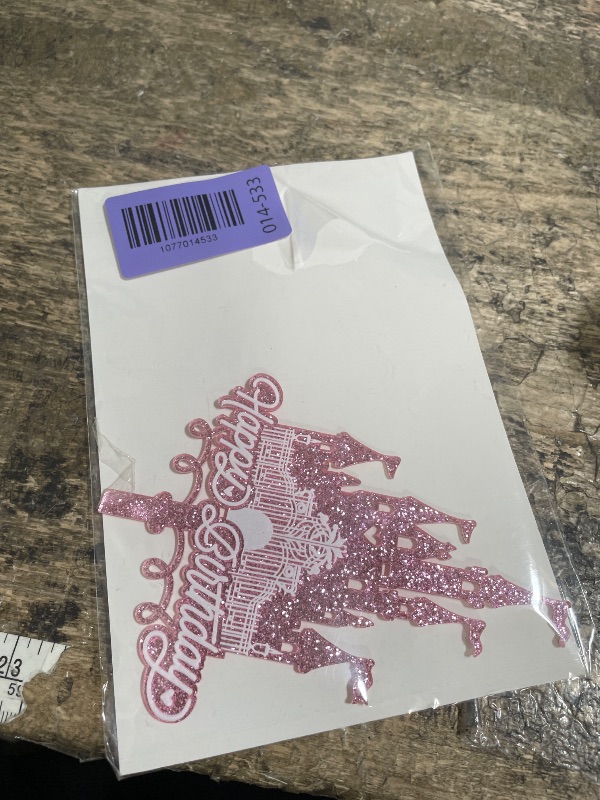 View 2 of 1 Pack Acrylic Glitter Princess Castle Cake Topper Pink Happy Birthday Cake Decoration for Girls' Princess Birthday Parties & Baby Showers