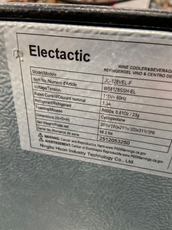 View 4 of **COMPRESSOR DOESNT WORK** Electactic Wine Cooler 37 Bottle Freestanding Fridge with Stainless Steel Reversible Glass Door, 145 Can Beverage Refrigerator Quiet Compressor for Home Kitchen Bar, 4.5 Cu.ft Silver