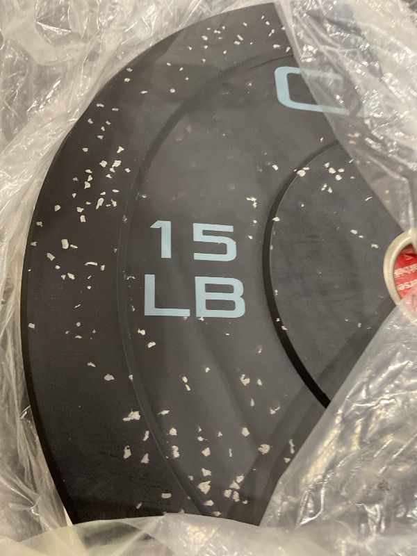 View 2 of 2- 15lbs. set - 30lbs. Economy Speckled Olympic Bumper Plate