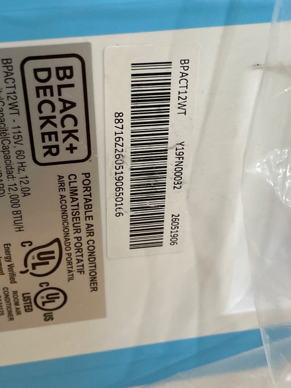 View 5 of **DAMAGED, UNABLE TO TEST**BLACK+DECKER Smart Portable Air Conditioner, 12,000 BTU, BPACT12WT, White