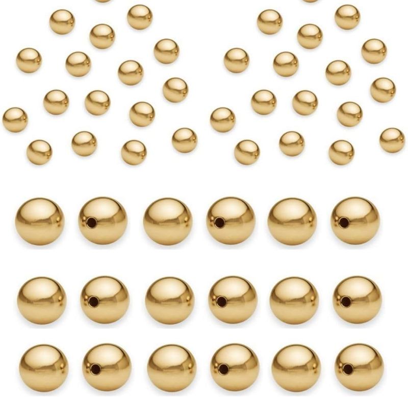 Photo 1 of 100pcs Adabele Tarnish Resistant Gold 3mm Small Tiny Seamless Round Beads