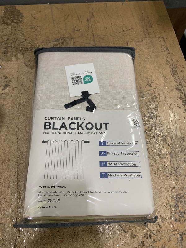 Photo 1 of 100% Blackout Linen Look Curtains - Cream