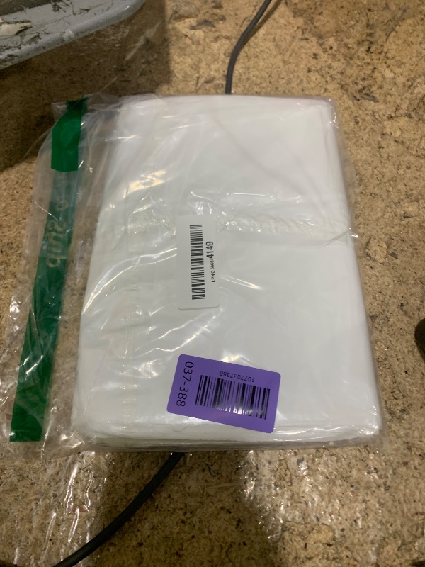 View 2 of 100 Pack White Plastic Shopping Bags 9" x 12" with Die Cut Handles