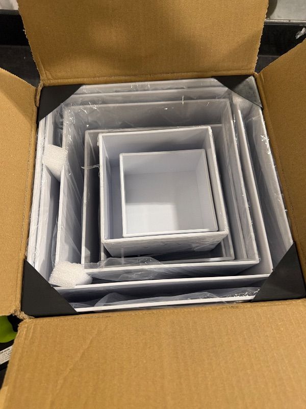 Photo 1 of 10 PCS Buffet Risers, Large Food Risers for Buffet Table, Food Display Risers for Party, White Acrylic Boxes Dessert Table Display Set, Risers Display Stands (Size 10" 9" 8" 7" 6" 5" 5" 4" 4" 3", White)