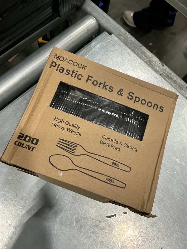 Photo 1 of ** forks only**
MOACOCK 200 Count Black Plastic Silverware, Heavy Weight Plastic Forks Spoons, Disposable Utensils Cutlery Set for Wedding Party Supplies Everyday Use