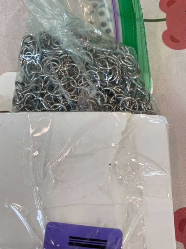 Photo 1 of [MAJOR DAMAGE] TOPULORS Cast Iron Scrubber 316 Stainless Steel Skillet Cleaner 8"x6" Chainmail Scrubber Scraper Chain Mail Link Scrub for Cast Iron Pre-Seasoned Pans, Griddles, BBQ Grills, and Pot Cookware Cleaning