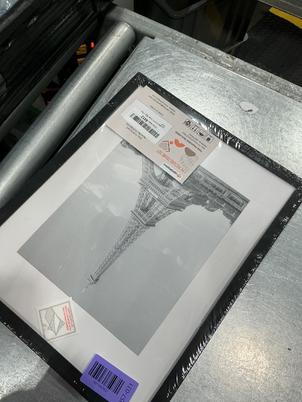 Photo 1 of ** PLASSTIC ** upsimples 11x14 Picture Frame, Display Pictures 8x10 with Mat or 11x14 Without Mat, Wall Hanging Photo Frame, Black, 1 Pack