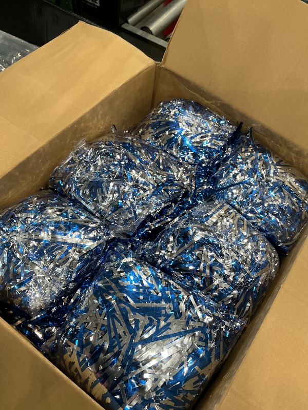 Photo 1 of 100 Pack Cheerleading Pom Pom Bulk Football Game Cheerleader Pompoms Plastic Cheering Hand Flowers with Handle for Sports Dance Match Team Cheerleading Squad(Blue and Silver)