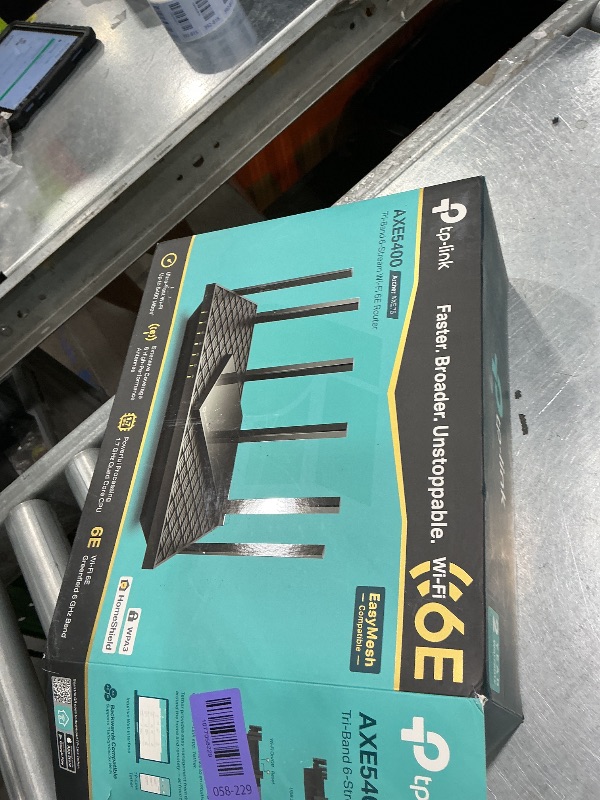 Photo 1 of ****No ethernet cable*** TP-Link AXE5400 Tri-Band WiFi 6E Router (Archer AXE75), 2025 PCMag Editors' Choice, Gigabit Internet for Gaming & Streaming, New 6GHz Band, 160MHz, OneMesh, Quad-Core CPU, VPN & WPA3 Security