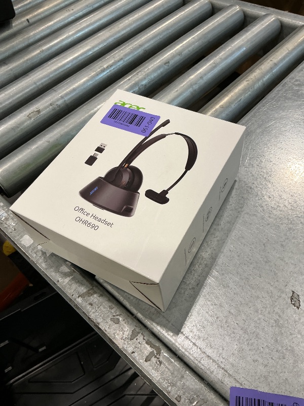 Photo 1 of [USB dongle missing] Acer Wireless Headset with Mic for Work, Single Ear Work Headset with Charge Stand for Remote & Office, Bluetooth 5.3 & USB 2.4G Dongle for Zoom & Teams