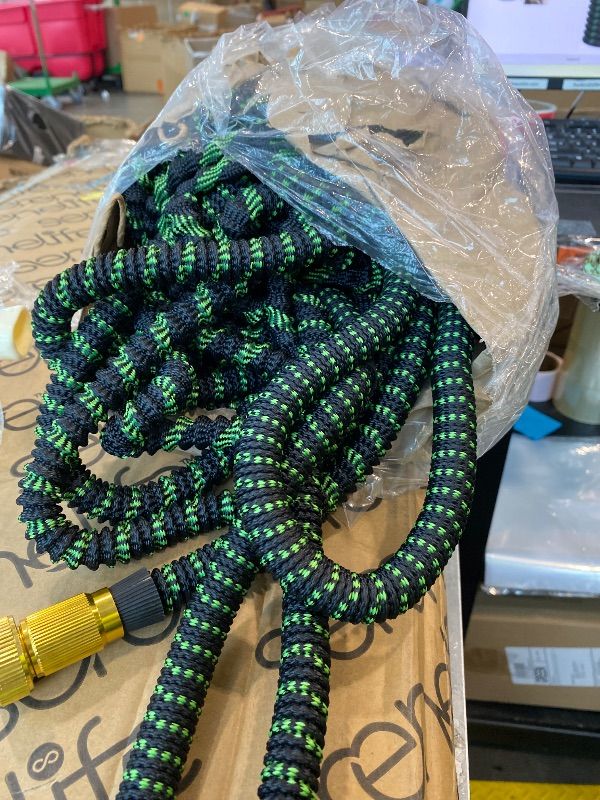 Photo 1 of [DAMAGED] 75 ft Non-Expandable Garden Hose, Flexible Ultra Lightweight Durable, Kink-Free Water Hose with 10 Function Sprayer - Non-Tangle,Puncture Proof pipe, Easy to Store, All-Weather Use Garden Hoses