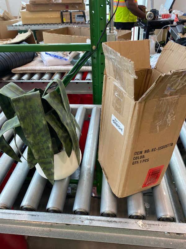 Photo 1 of [MAJOR DAMAGE] Beebel Artificial Snake Plant 22 Inch Fake Sansevieria Fake Agave Potted Plants Plastic Greenery for Home Garden Office Store Decoration 12 Leaves (Green)