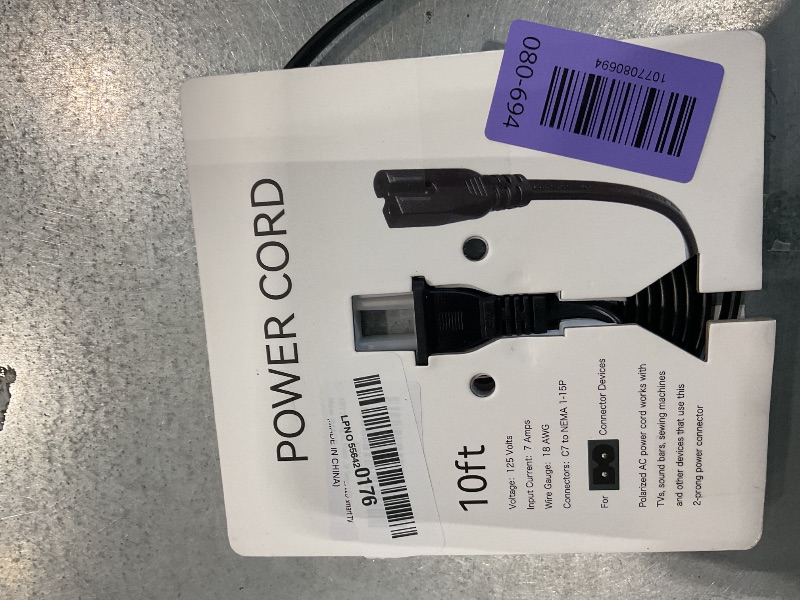 Photo 1 of 10FT 2 Prong AC Power Cord Compatible with Vizio Sound Bar System, Vizio E-M Series LED Smart TV
