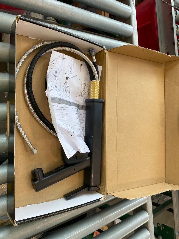 Photo 1 of [MISSING PARTS] MIAOHUI Vessel Sink Faucet with Pull Out Sprayer, Tall Bathroom Sink Faucet with 3 Spray Mode, High Bathroom Faucets for Sink 1 Hole, Single Handle Modern Vanity Faucet with Fountain Mode, Matte Black