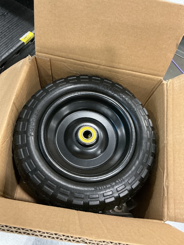 Photo 1 of 10 Inch Solid Rubber Tires, 4.10/3.50-4 Tire and Flat Free with 5/8" Bearings, 2.17" Offset Hub for GOR Garden Carts, Garden Wagon Carts, Trolleys, Hand Trucks and Utility Cart(2 Pack)