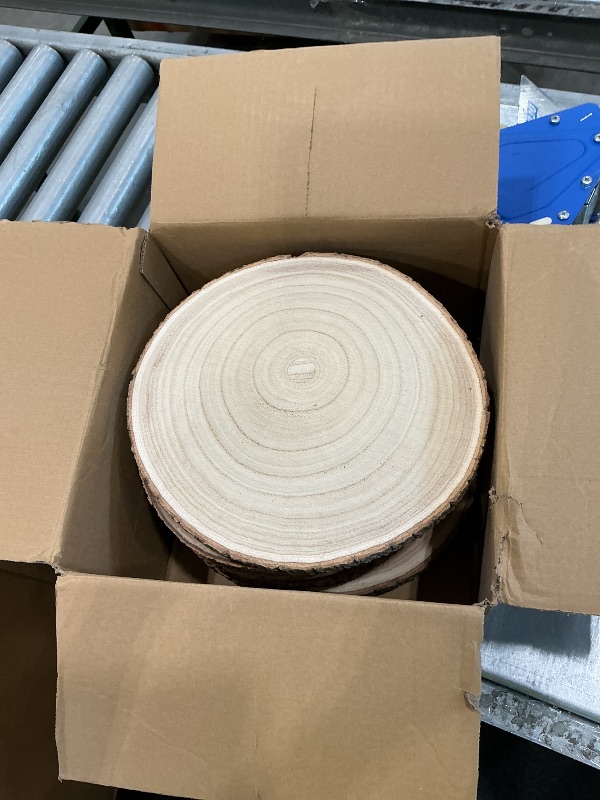 Photo 1 of 10 Pack Wood Centerpieces for Tables Natural Round Wood Slices for Rustic Wedding Decor and Table Decorations Unfinished Wooden Rounds (9–10 inch)
