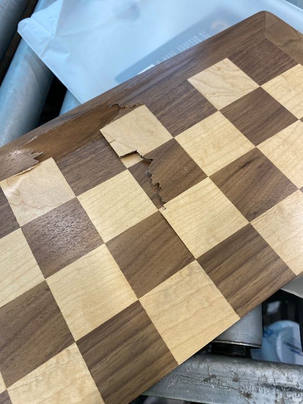 Photo 1 of [DAMAGED BOARD] Chess Armory Wooden Chess Set 15 Inch - Classic Handcrafted Game Board for Adults with Extra Queen Pieces and Storage Box - Ideal for Home and Travel - Non-Magnetic