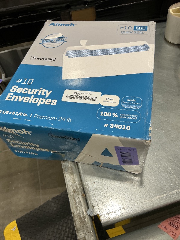 Photo 1 of #10 Security SELF-SEAL Envelopes, Windowless Design, Premium Security Tint Pattern for Secure Mailing, Ultra Strong QUICK-SEAL Closure - Size 4-1/8 x 9-1/2 Inches - White - 24 LB - 500 Count (34010)