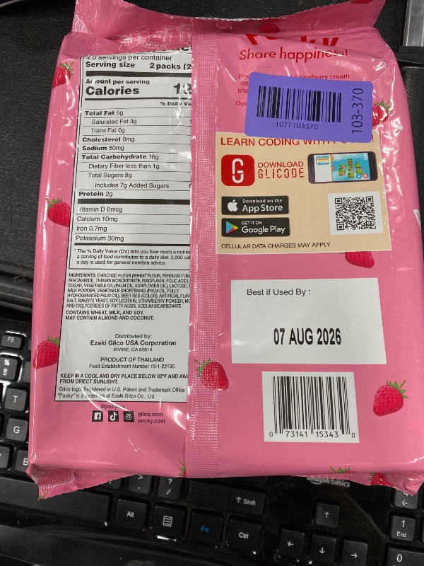 Photo 1 of ***** EXP 07/AUG/2026********* Pocky Strawberry Biscuit Sticks – Strawberry - Covered Crunchy Snack, Mess-Free and Great for Sharing – 9 Individual Packs (4.13oz Each)