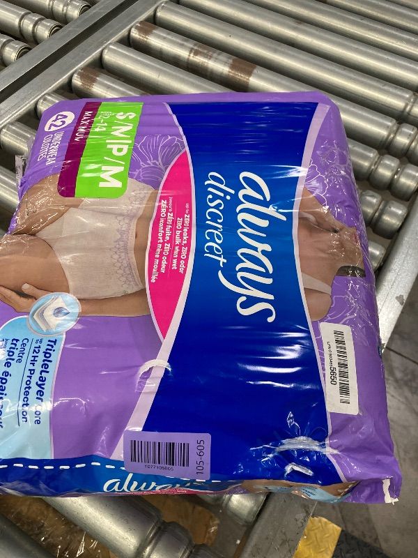 Photo 1 of **DAMAGED PACKAGE***Always Discreet Incontinence Underwear for Women Maximum Absorbency, S/M, 42 Count (Packaging May Vary)