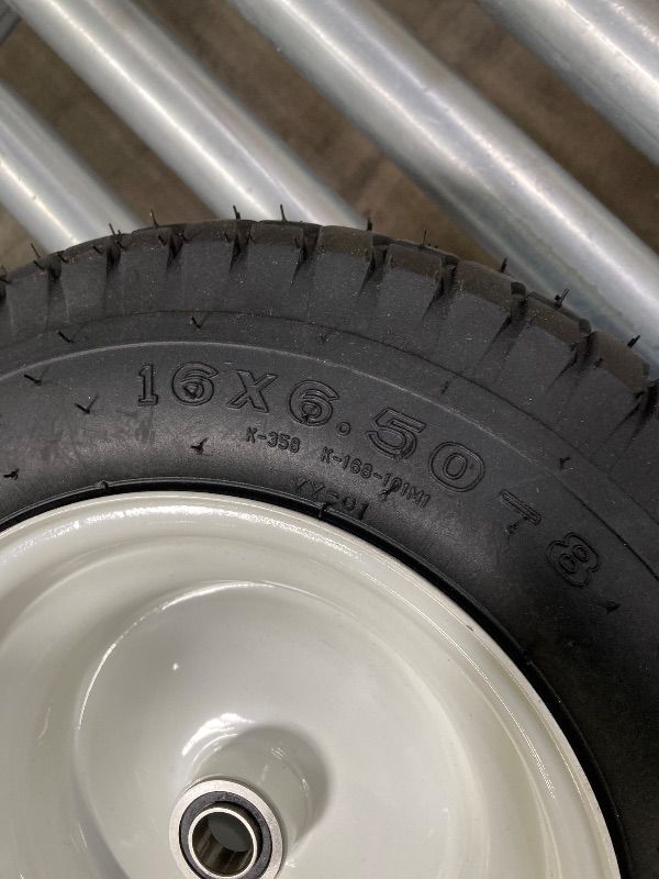 Photo 1 of **damaged**GICOOL 16x6.50-8 Riding Lawn Mower Rubber Tire and Wheel, 2 Pcs Replacement 16x6.5-8nhs Garden Tractor Lawnmower Tyre, Bearing Bore 3/4" & 5/8", 3"-4.5" Centered Hub