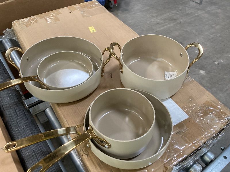 Photo 1 of **MISSING CERAMIC COOKWARE AND WOODEN SPOONS****Bloomhouse 15-Piece Ceramic Nonstick Cookware Set, Two Time Oprah's Favorite Things, Heavy-Gauge Aluminum Pots and Pans Set, PFAS & PFOA & PTFE Free Ceramic Cookware, Oven Safe to 500°F, Almond Cream