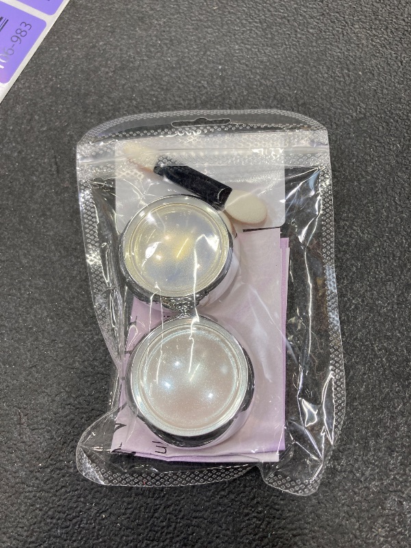 Photo 1 of **MISSING BRUSHES***Pearl Chrome Nail Powder BISHENGYF:?Super Mirror Effect?White Pearl Chrome Nail Powder Ice Transparent Aurora Chrome Nai l Powde r for Nails Art DIY